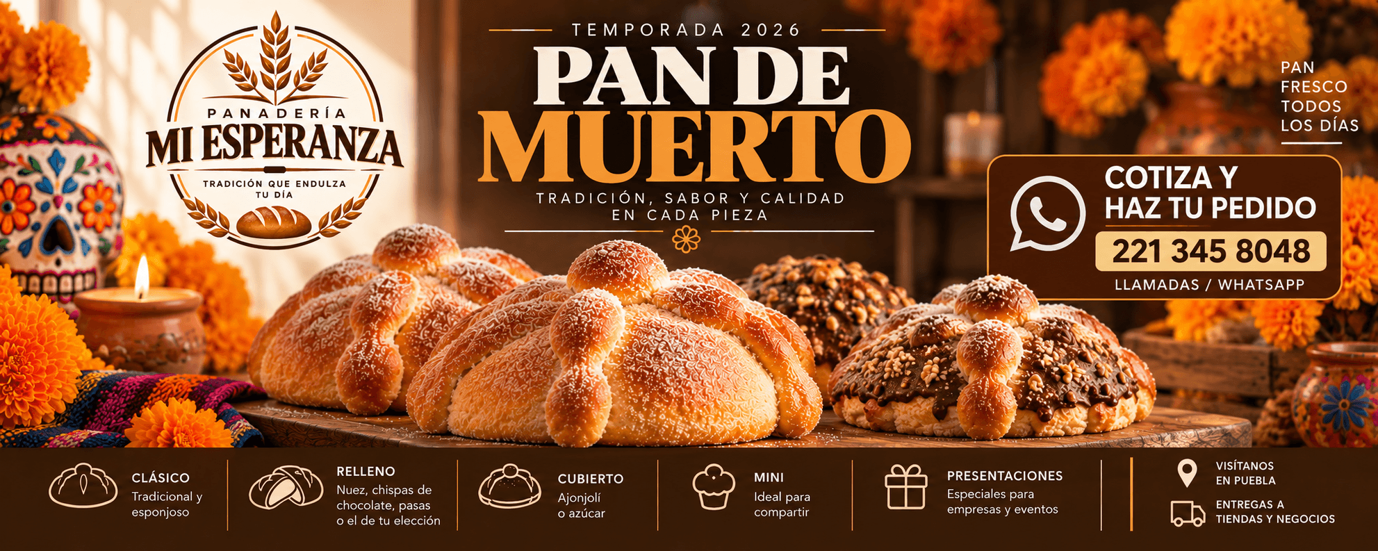 Pan de Muerto 2026 de Panadería Mi Esperanza